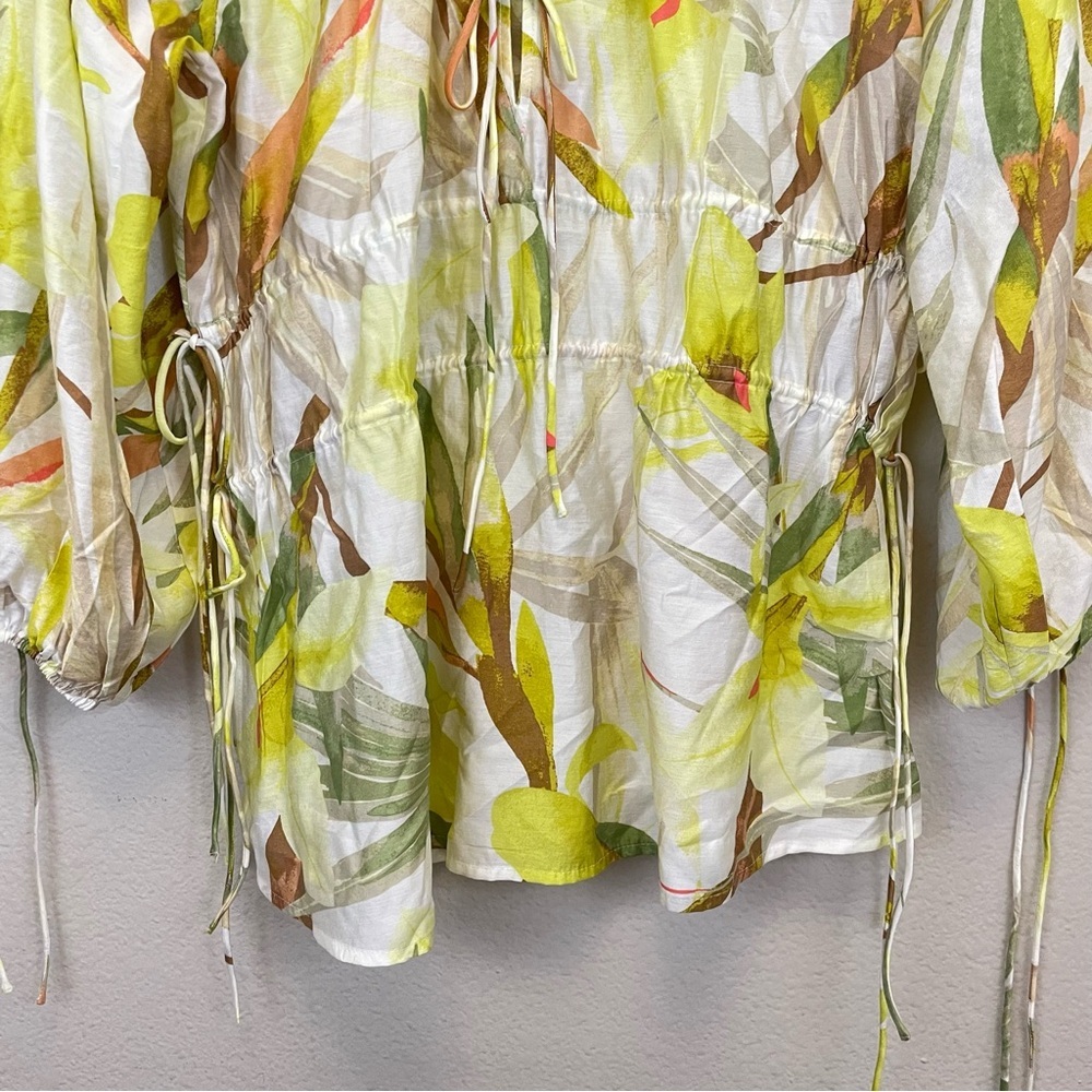 H&M Tropical Floral Drawstring Blouse NWT Size M - Picture 7 of 12